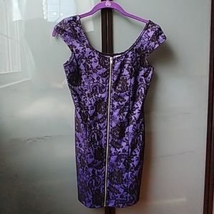 Purple lace mini dress with zipper